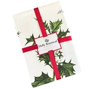 Williams Sonoma Holly Botanical Place Mats Set of 4 Holiday Winter Green Berry